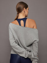 Off Shoulder Sweatshirt in French Terry - Heather Grey