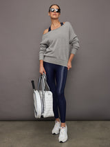 Off Shoulder Sweatshirt in French Terry - Heather Grey