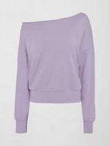 Off Shoulder Sweatshirt in French Terry - Lavender Grey