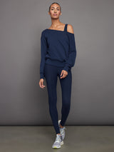 Off Shoulder Sweatshirt in French Terry - Navy Blazer