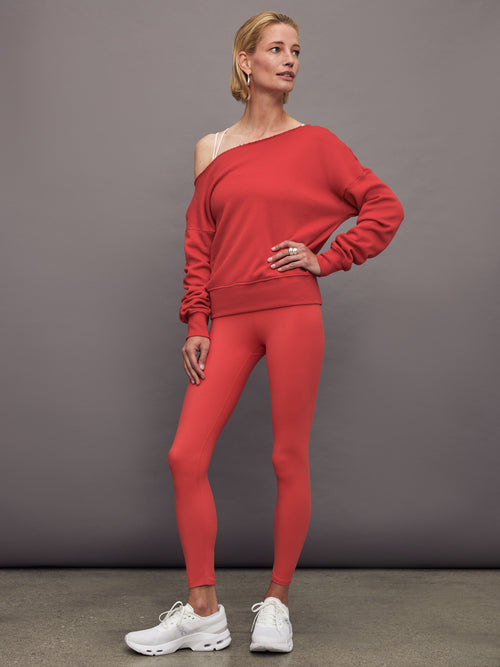 Off Shoulder Sweatshirt in French Terry - Tomato
