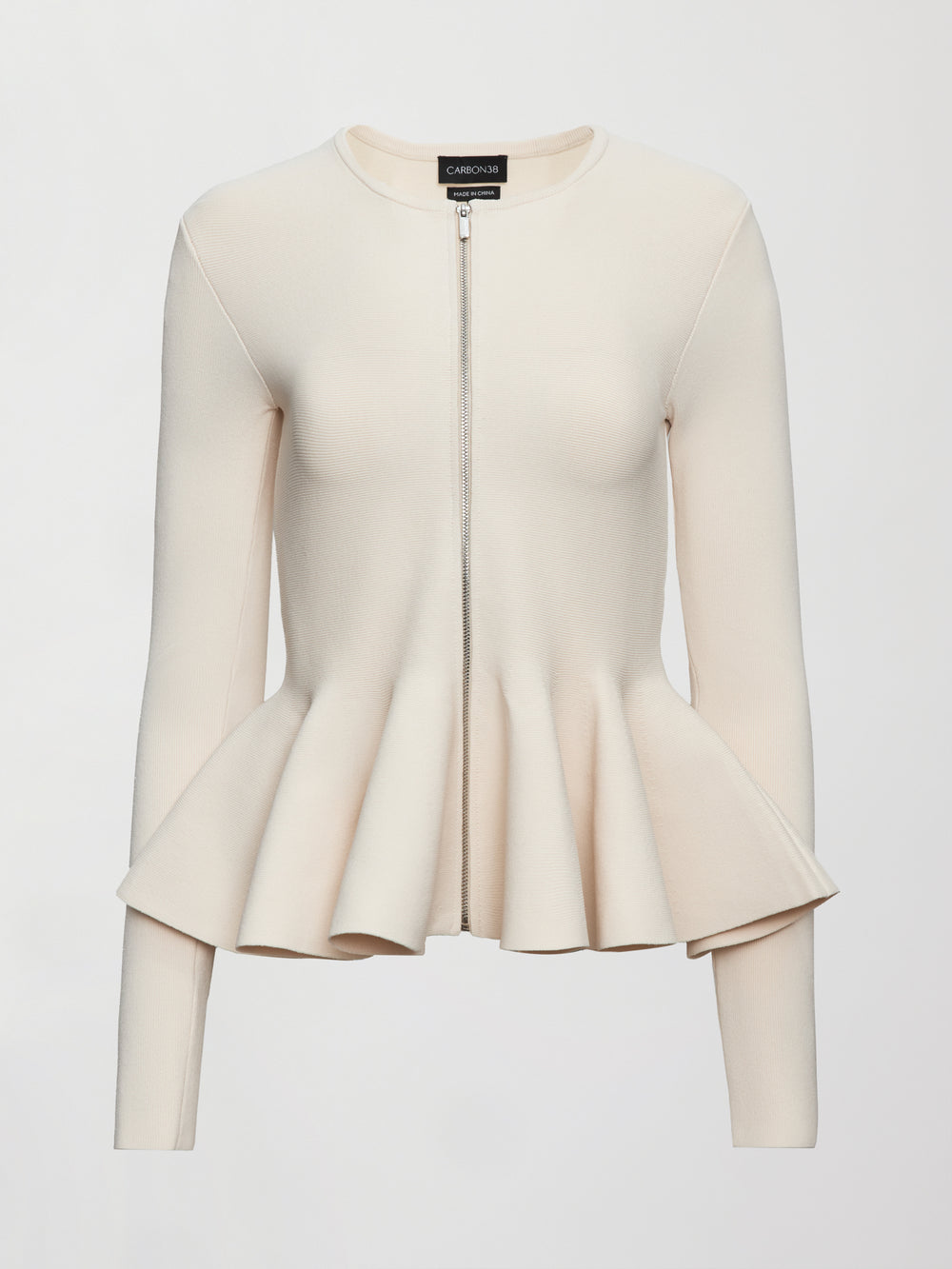 Peplum Zip Up - Cream