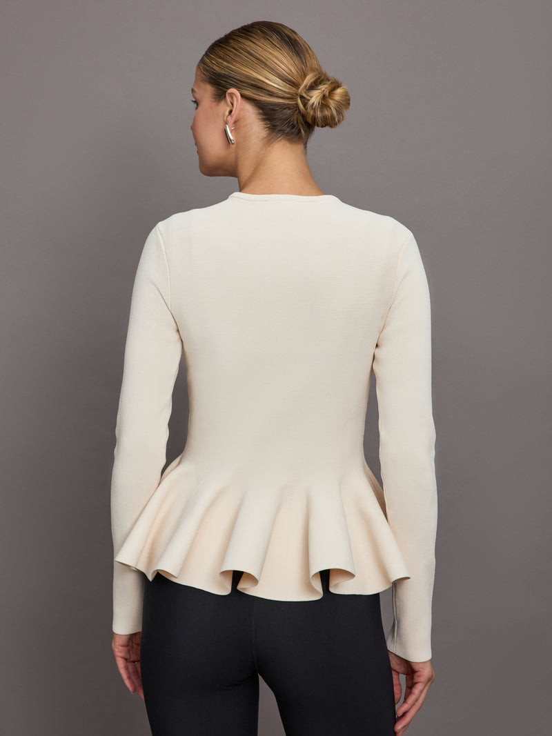 Peplum Zip Up - Cream