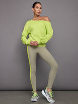 Off Shoulder Sweatshirt in French Terry - Acid Lime