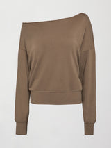 Off Shoulder Sweatshirt in French Terry - Caribou