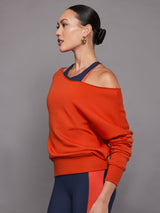 Off Shoulder Sweatshirt in French Terry - Orange