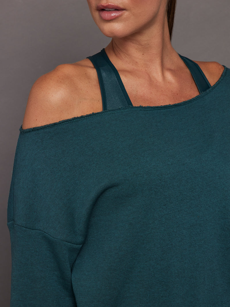 Off Shoulder Sweatshirt in French Terry - Ponderosa Pine