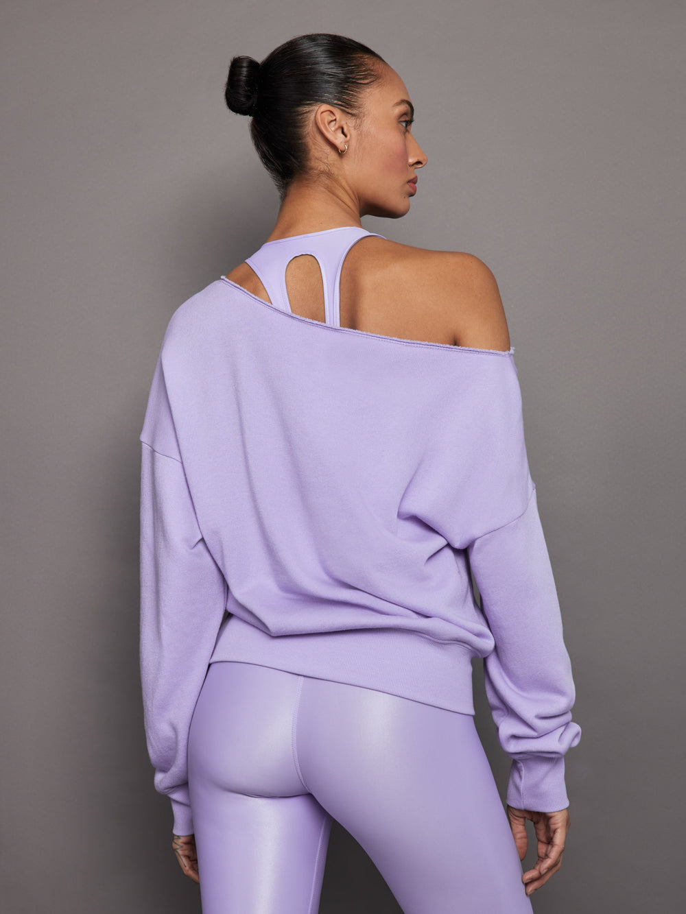 Off Shoulder Sweatshirt in French Terry - Sweet Lavender