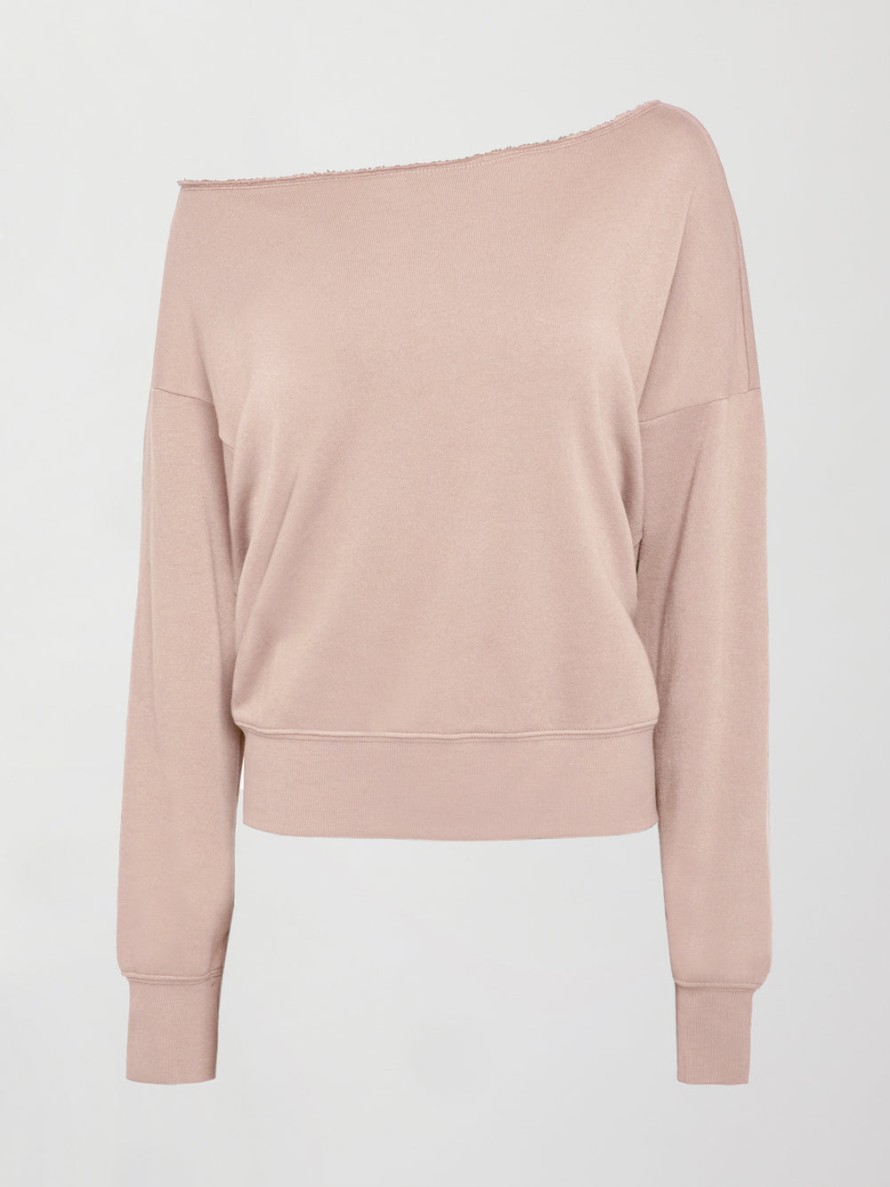 Off Shoulder Sweatshirt in French Terry - Rose Cloud