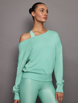 Off Shoulder Sweatshirt in French Terry - Wasabi