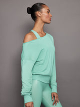 Off Shoulder Sweatshirt in French Terry - Wasabi