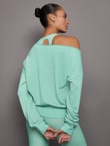 Off Shoulder Sweatshirt in French Terry - Wasabi