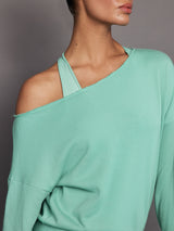 Off Shoulder Sweatshirt in French Terry - Wasabi