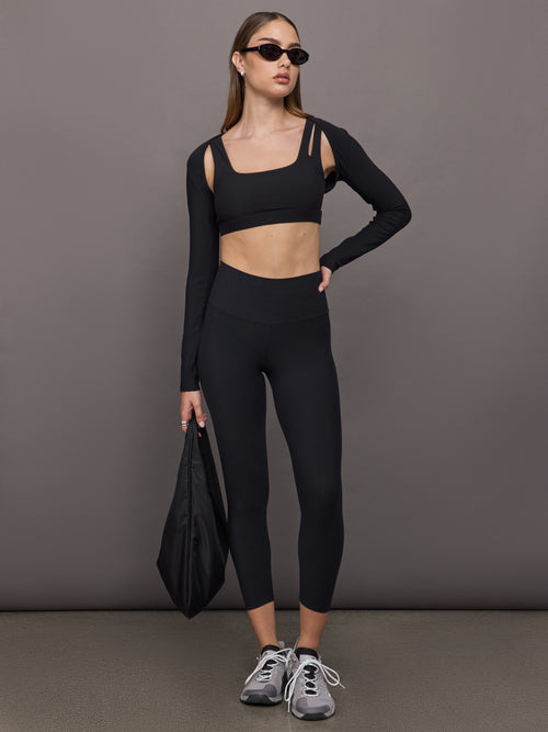 Long Sleeve Active Shrug in Melt - Black