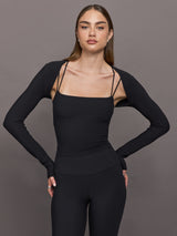 Long Sleeve Active Shrug in Melt - Black