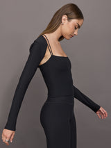 Long Sleeve Active Shrug in Melt - Black