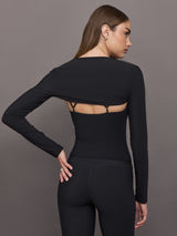 Long Sleeve Active Shrug in Melt - Black