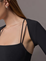 Long Sleeve Active Shrug in Melt - Black