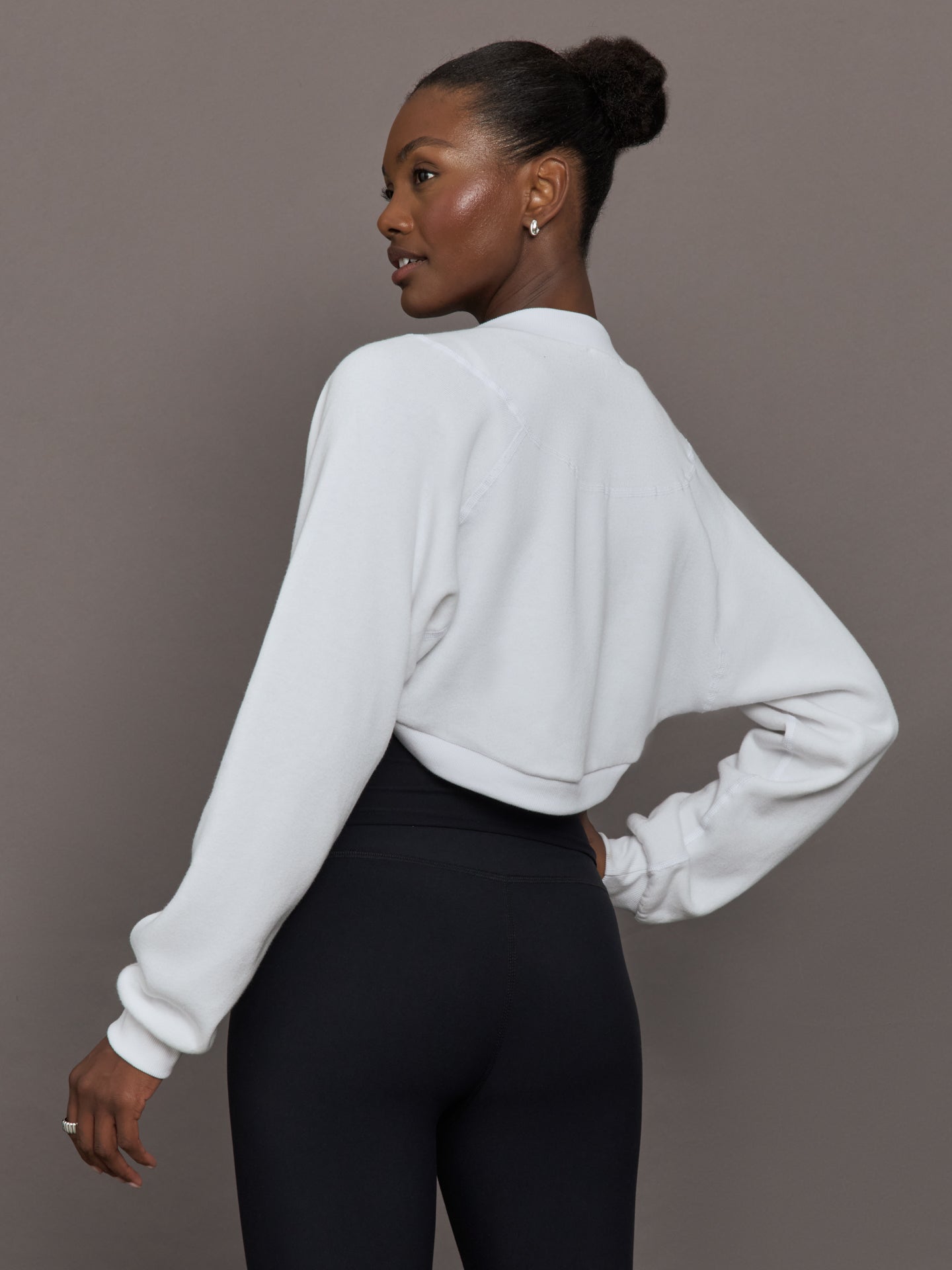 Long Sleeve Shrug in French Terry - White – Carbon38