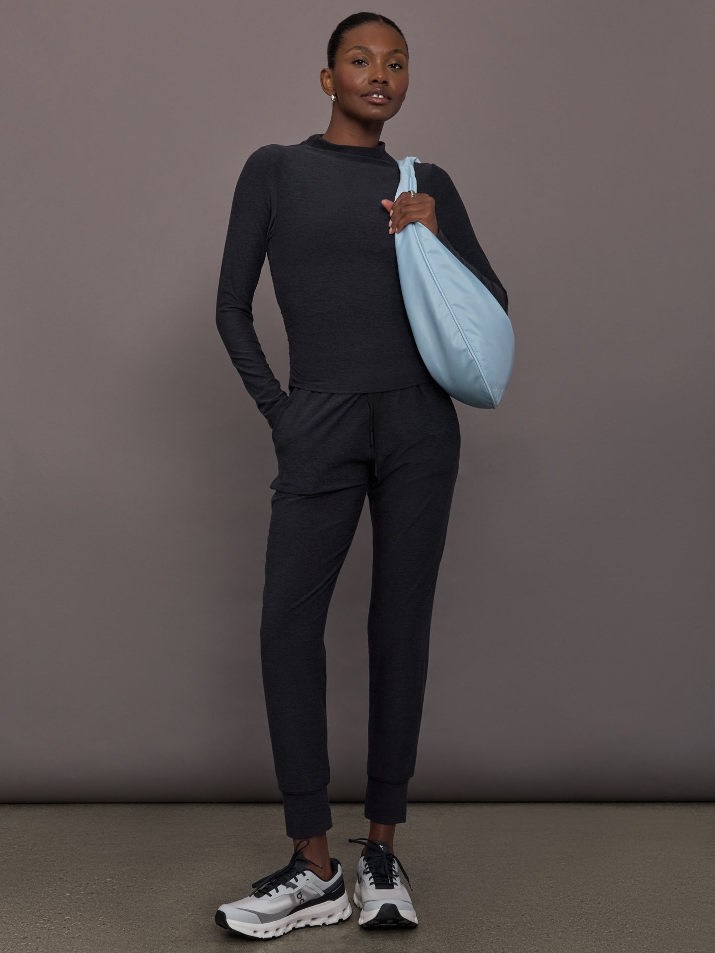 Mock Neck Long Sleeve in Soft Luxe - Heather Black – Carbon38