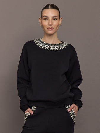 Jewel Embellished Sweatshirt in Scuba