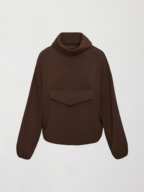 Flat lay of Scuba Funnel Neck Pullover in Carafe, front view.