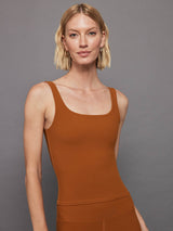 Wide Scoop Bra Tank in Melt - CARAMEL CAFE