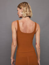 Wide Scoop Bra Tank in Melt - CARAMEL CAFE