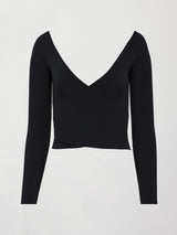 Long Sleeve Wrap Top in Melt - Black