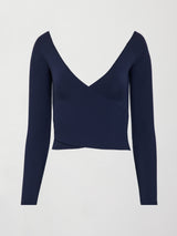 Long Sleeve Wrap Top in Melt - Navy