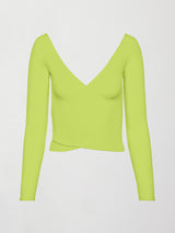 Long Sleeve Wrap Top in Melt - Acid Lime