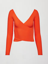 Long Sleeve Wrap Top in Melt - Orange