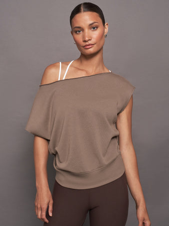 Short Sleeve Off Shoulder Sweatshirt in French Terry
