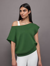 Short Sleeve Off Shoulder Sweatshirt in French Terry - Formal Garden