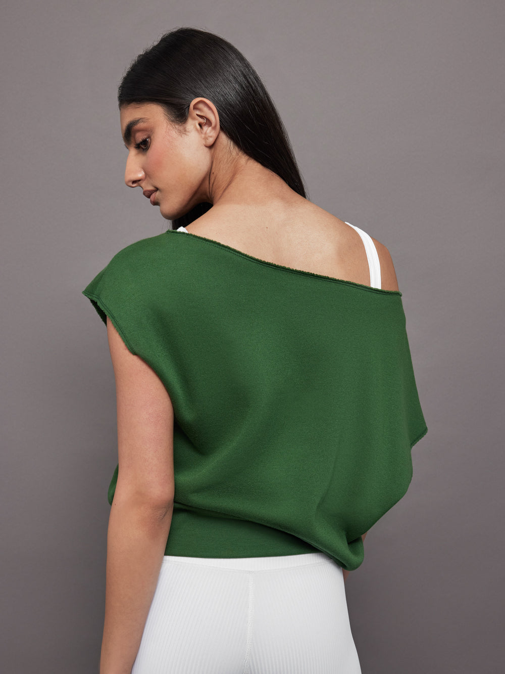 Short Sleeve Off Shoulder Sweatshirt in French Terry - Formal Garden