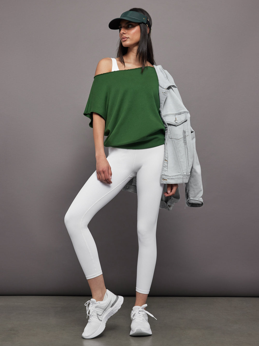 Short Sleeve Off Shoulder Sweatshirt in French Terry - Formal Garden