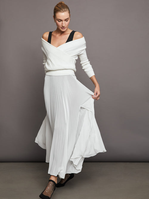 Mesh Pleated Skirt - Ivory