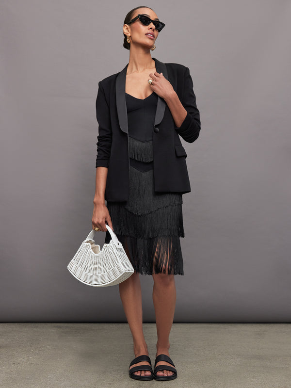 Fringe Midi Skirt in Melt - Black