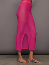 Mesh Column Skirt - Fuchsia Pink