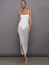 Mesh Column Skirt - White