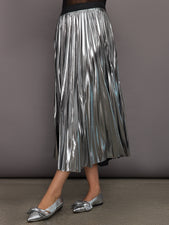 Metallic Pleated Skirt