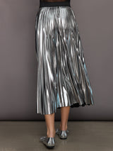 Metallic Pleated Skirt - Silver