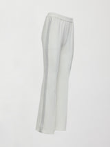 Rhinestone Fleece Flare Pant - White w/ Silver Rhinestones