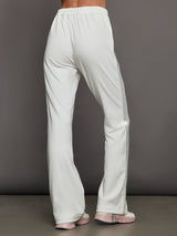 Rhinestone Fleece Flare Pant - White w/ Silver Rhinestones