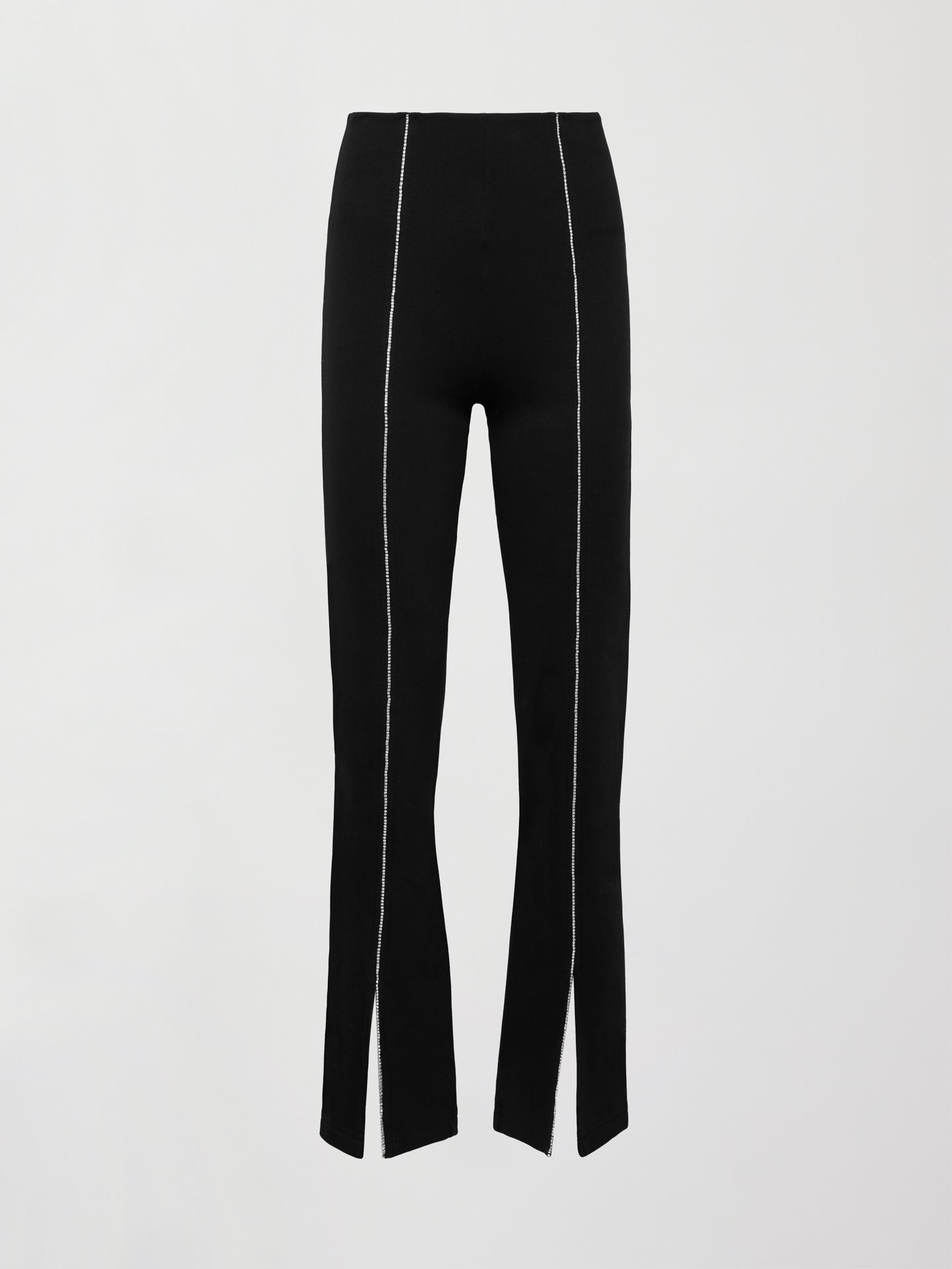Rhinestone Front Slit Sweatpant - Black – Carbon38