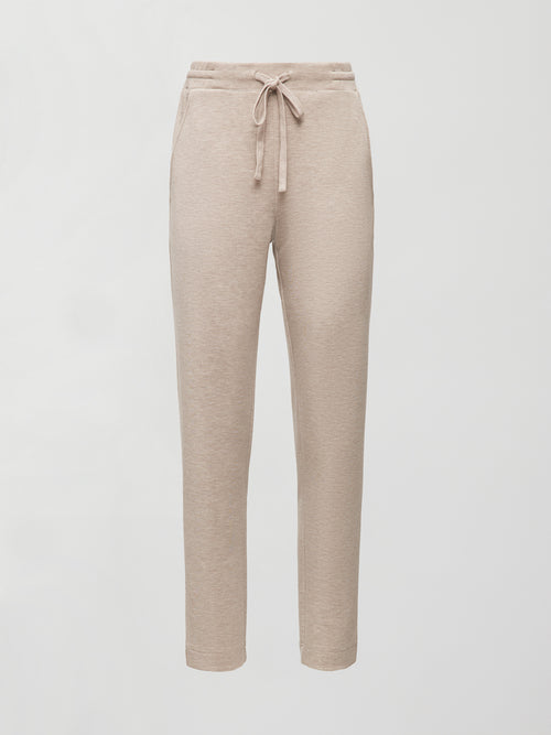 Tapered Leg Jogger in Interlock - Taupe Heather