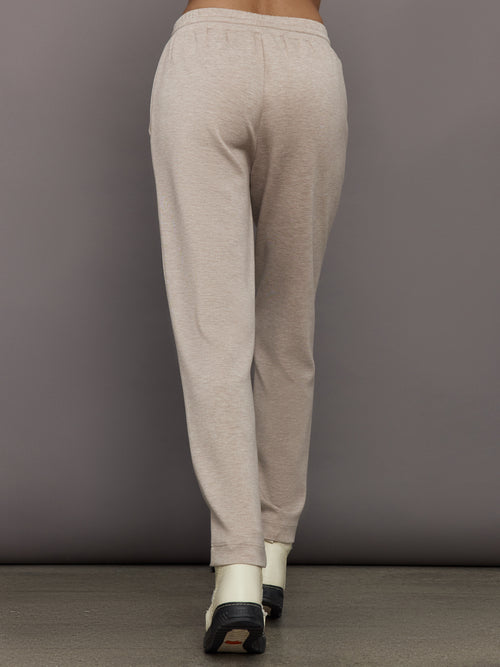 Tapered Leg Jogger in Interlock - Taupe Heather