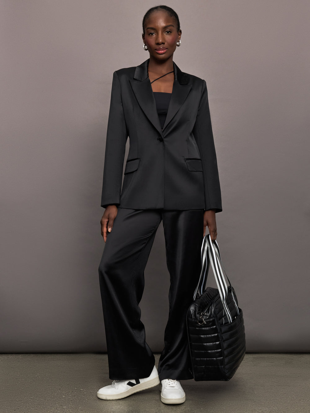 Women's Carbon38 Satin Straight Leg Pant - Black Women's Carbon38 Satin Straight Leg Pant - Black