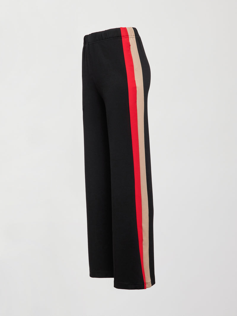 Wide Leg Track Pant in Scuba - Black