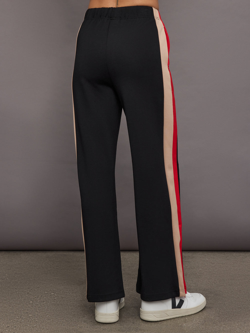 Wide Leg Track Pant in Scuba - Black